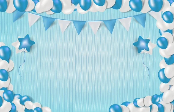 Abstracte achtergrond van blauw leuk feest met ballon en achtergrond — Stockvector