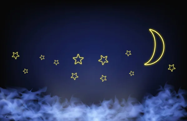 Abstract background of moon and star with smoke clouds — 스톡 벡터