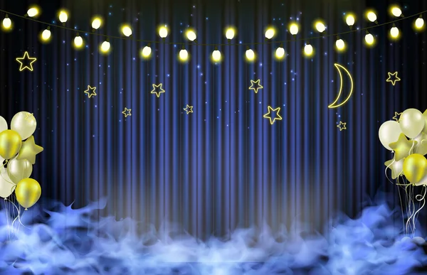 Abstract background of star and moon neon sign backdrop, party concept — 스톡 벡터