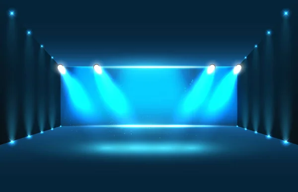 Fundo abstrato de sala de teatro com luz de palco azul — Vetor de Stock