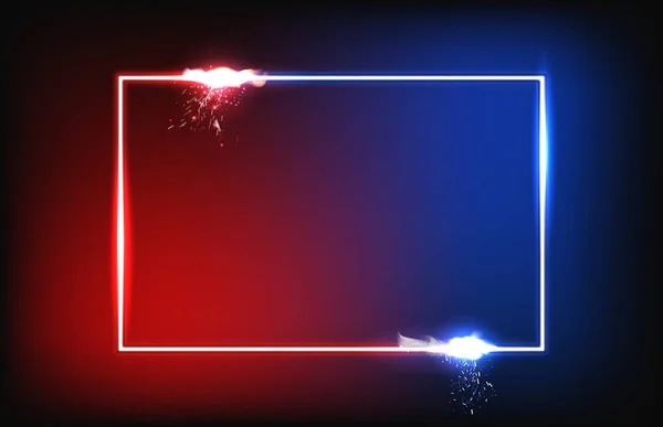 Abstrakcyjne tło czerwono-niebieskiej kwadratowej ramki z mgłą i iskrą cząstek — Wektor stockowy