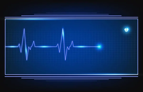 Digitální Ecg pulsní liniový monitor s hud — Stockový vektor