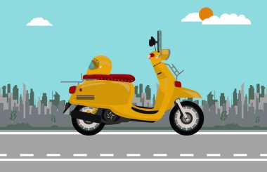 turuncu scooter motor vintage biçim vektör çizimi