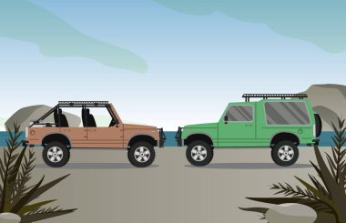 Sahil manzaralı off road vagonu.