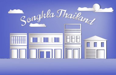 Tayland 'ın Songkla eyaletinde eski bir kasabanın kağıt kesimi.