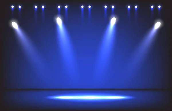Nachtbühne mit Beleuchtung Spotlight Szene Hintergrund — Stockvektor