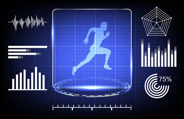 Resumo conceito de habilidade do atleta de varredura com interface de tecnologia digital — Vetor de Stock