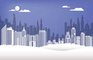 Şehirde kış mevsiminde kağıt kesme stili