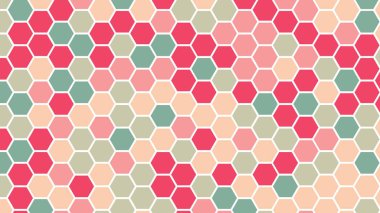 Rastgele pembe ve krem rengi olan soyut altıgen arkaplan