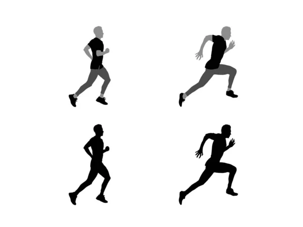 Silhouette of man running different 2 version — Stock Vector