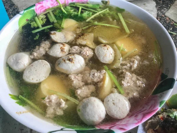 Soup with pork and meatball , Thai Style food — Stock Image Soup with pork and meatball , Thai Style food Stock Photo