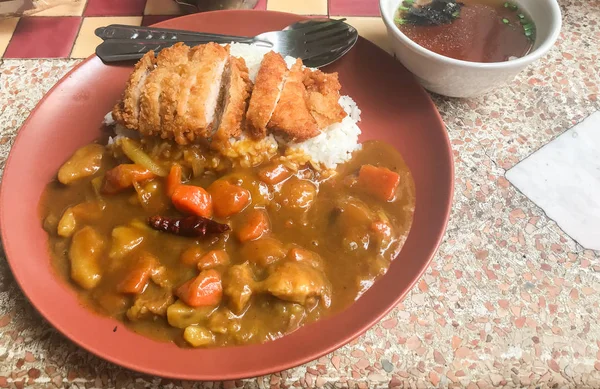 Rice with fried pork Japanese curry, Thai style — Stock Photo, Image