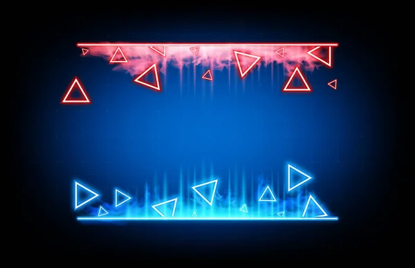 Fondo abstracto de brillante forma triangular tecnología roja y azul — Vector de stock