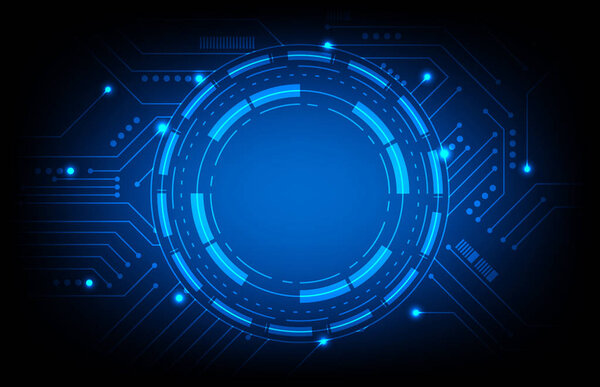 abstract background of sci fi hud ui with blue Printed Circuit Board