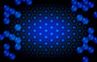 Mavi parlayan altıgenin soyut arkaplanı