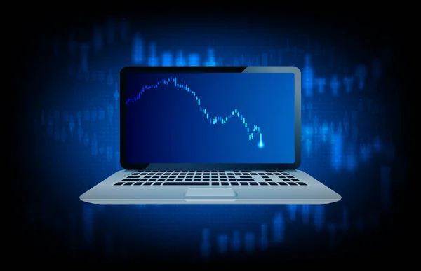 Abstrakt Bakgrund Krisen Börsen Ljusstake Diagram Ner Bärbar Dator Investeringar — Stock vektor