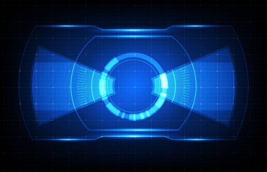 Mavi fütürist teknoloji hud ekran arayüzünün soyut arkaplanı