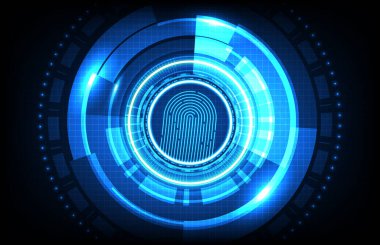 Fütüristik teknolojinin soyut parmak izi, Parmak Taraması biyometrik tanımlaması