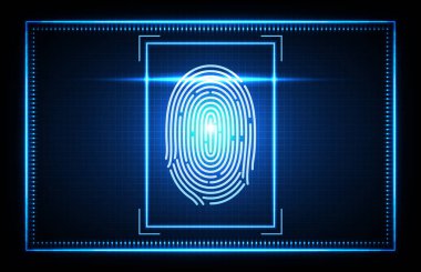 Fütüristik teknolojinin soyut parmak izi, Parmak Taraması biyometrik kimlik erişimi
