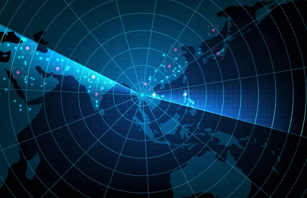 Fütürist teknolojinin soyut arkaplan taraması hedef arayüz hud asia pasifik haritaları, yüksek ekran konsepti