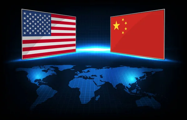 Abstracte Achtergrond Futuristische Technologie Van China Vlag Verenigde Staten Van — Stockvector