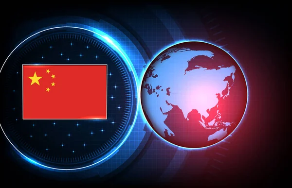 Αφηρημένο Υπόβαθρο Της Φουτουριστικής Τεχνολογίας Οθόνη Σάρωση Κίνα Ασία Χάρτες — Διανυσματικό Αρχείο