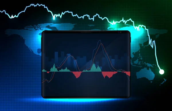 Abstraktní Pozadí Modré Futuristické Technologie Obchodování Akciovém Trhu Macd Indikátor — Stockový vektor