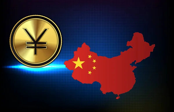 Abstracte Achtergrond Van Futuristische Technologie China Yuan Digitale Valuta Met — Stockvector