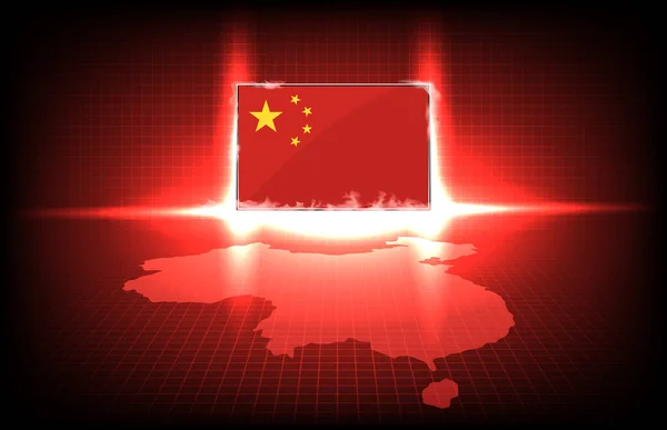 Αφηρημένη Τεχνολογία Υποβάθρου Της Κινεζικής Σημαίας Και Κόκκινο Χάρτη Της — Διανυσματικό Αρχείο