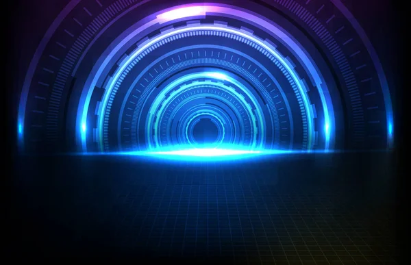 Abstrakcyjne Tło Okrągłej Futurystycznej Technologii Interfejsu Użytkownika Ekran Hud — Wektor stockowy