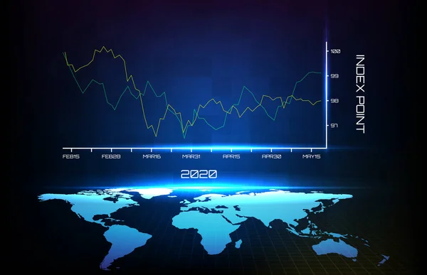 2020 Yılında Ortalama Mavi Arkaplan Grafik Dünya Haritasının Soyut Arkaplanı — Stok Vektör