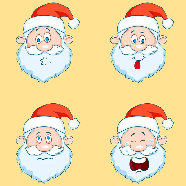 4 재미 있는 산타 클로스 머리-설정. — 스톡 벡터