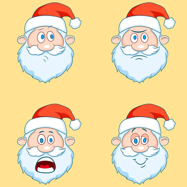 四个搞笑的圣诞老人头-设置. — 图库矢量图片#