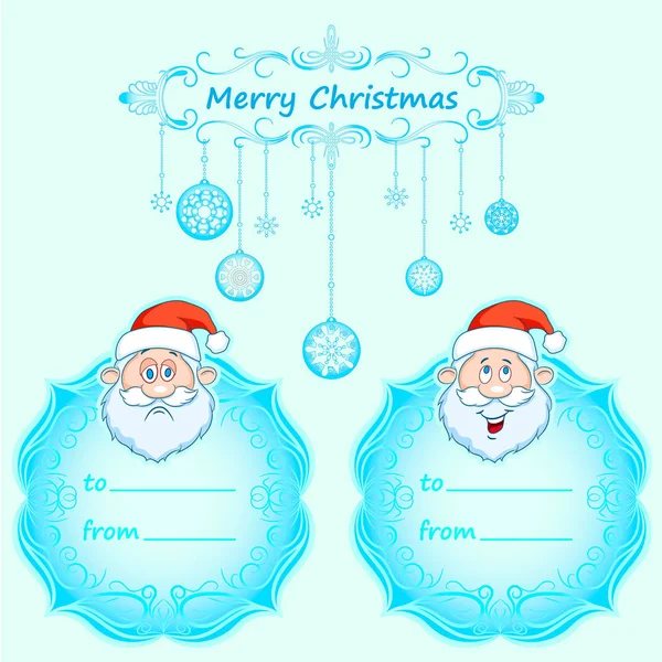 Karty upominkowe Santa Claus. Boże Narodzenie z ramą i świąteczne życzenia zimą angielski. — Wektor stockowy