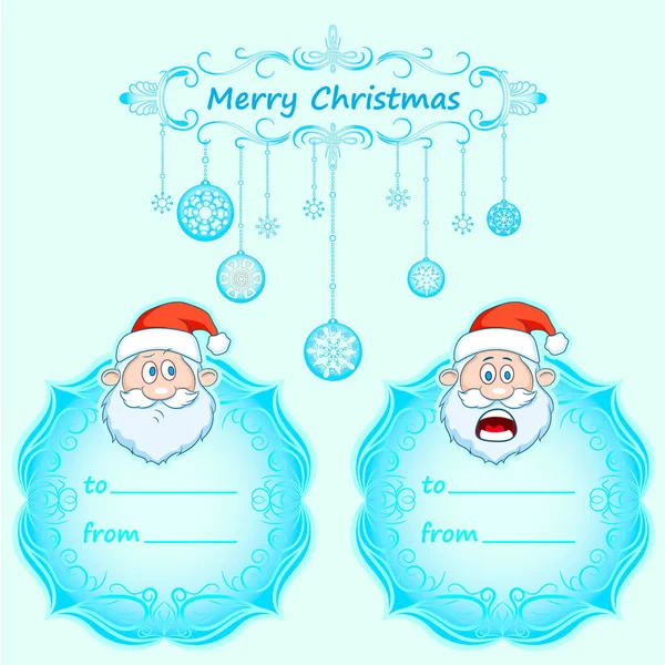 Karty upominkowe Santa Claus. Boże Narodzenie z ramą i świąteczne życzenia zimą angielski. — Wektor stockowy
