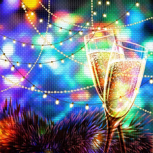 Feliz Año Nuevo con copas de champán . — Archivo Imágenes Vectoriales