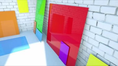 renk boşlukları kağıt üzerinde tuğla Oda. Renkli plastik