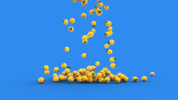 Apelsiner som faller. Realistisk animation. Isolera grön skärm — Stockvideo