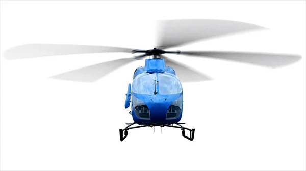 Blue helicopter isolate on white background. 3d rendering. — Stock Photo, Image