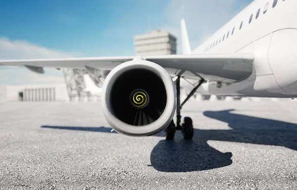 Turbina de aviones. Avión. concepto de viaje. renderizado 3d . — Foto de Stock