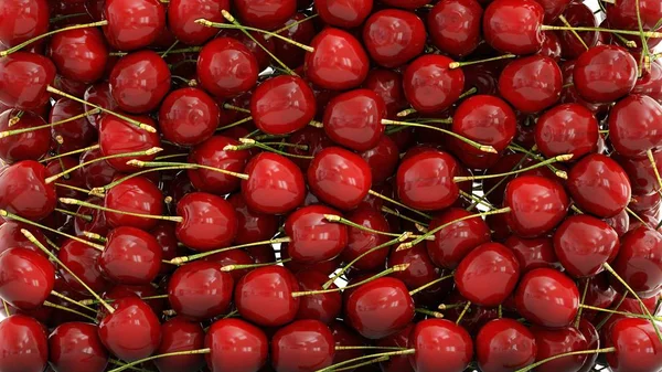 Verse cherrys met waterdruppels. Voedsel concept. Isoleren. 3D-rendering. — Stockfoto