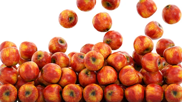 Свежие красные яблоки падают задний план. Концепция питания. Изолировать. 3d-рендеринг . — стоковое фото