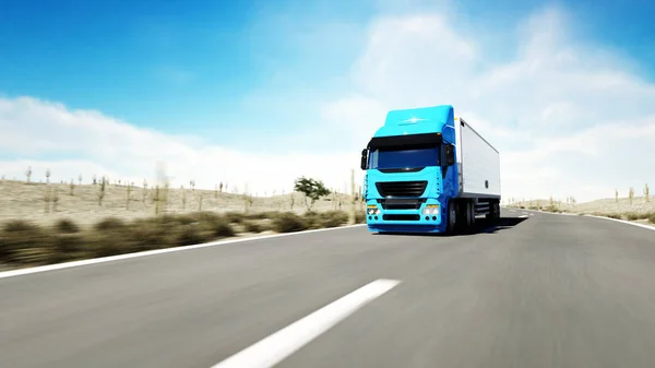 Camion sur la route, autoroute. Transports, concept logistique. Rendu 3d. — Photo