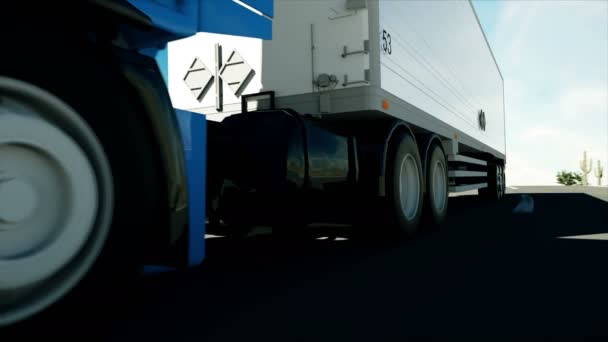 Camion sur la route, autoroute. Transports, concept logistique. animation super réaliste avec mouvement physiks . — Video