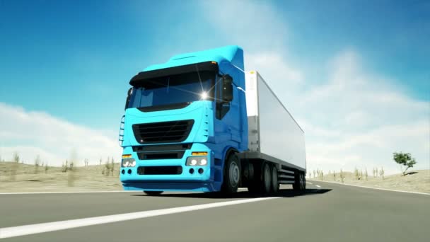 Truck on the road, highway. Transports, logistics concept. super realistic animation with physiks motion. — Stock Video