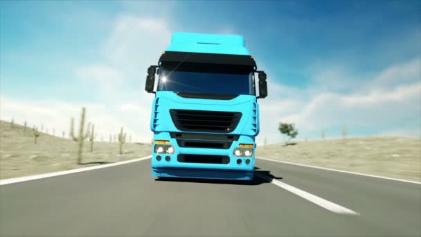 LKW auf der Straße, Autobahn. Transporte, Logistikkonzept. Superrealistische Animation mit physikalischer Bewegung. — Stockvideo