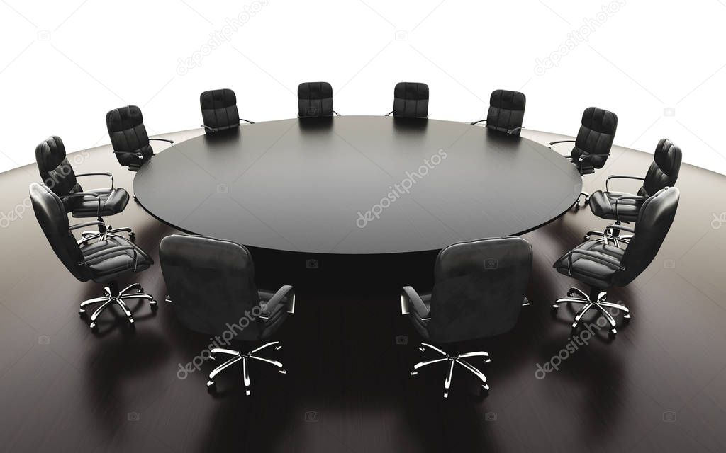 boardroom, meeting room and conference table and chairs. Business concept. Isolate 3d rendering.