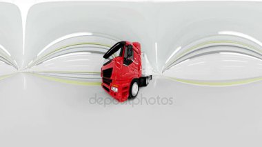 360 derece panorama. bir tünelde kırmızı benzin tankeri. hızlı sürüş. Petrol kavramı. 3D render.