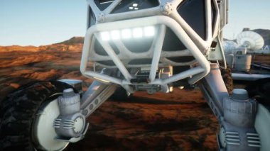 Mars keşif taşıma, mars robotu. Yabancı gezegende temel alır. Gerçekçi animasyon.