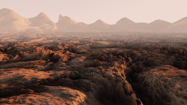 Mars surface, landscape. Aeril view. Realistic animation. — Stock Video